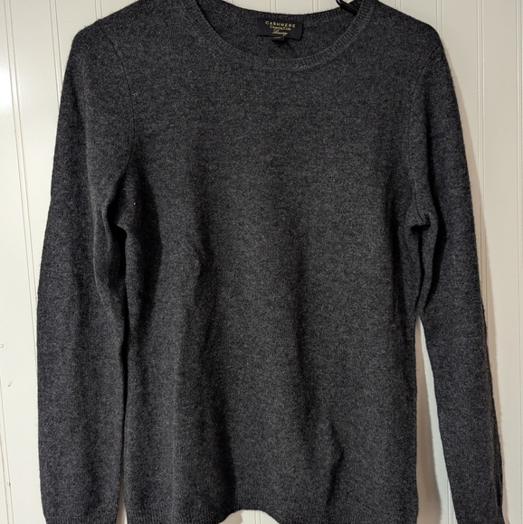 Cashmere Charter Club Luxury Charcoal Crewneck Sweater Medium - Picture 1 of 6